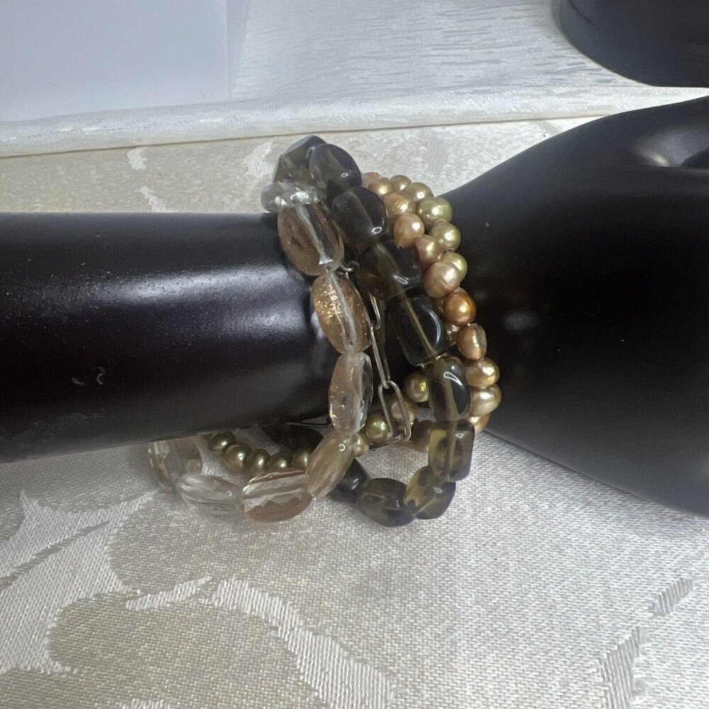 Retired SILPADA 925 Gemstone Pearl Beaded Multi Strand Bracelet‎ - Gorgeous! VTG